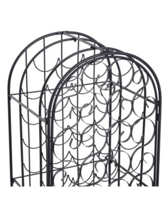 35 Bottle Wrought Iron Wine Rack Cabinet with Lock - Black