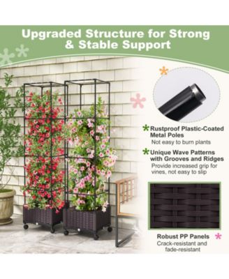 67 Inches Raised Garden Bed with Planter Box and Trellis