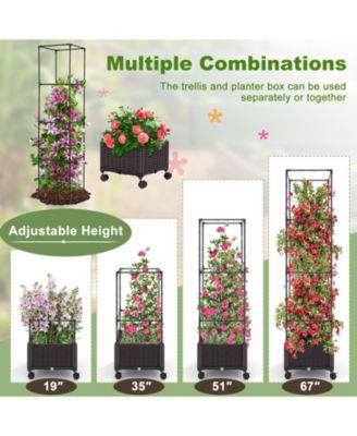 67 Inches Raised Garden Bed with Planter Box and Trellis