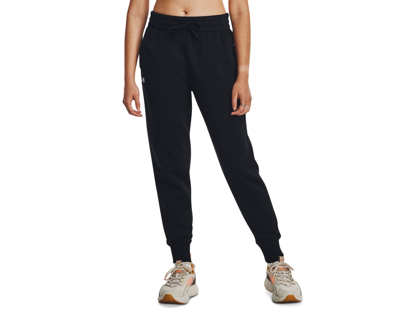 Женские брюки Under Armour Rival Fleece, цвет: Чёрный / Белый — фото 1
