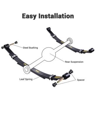 Set of 2 Rear Leaf Springs for Club Car DS Golf Cart Heavy Duty Dual Action with Bushings