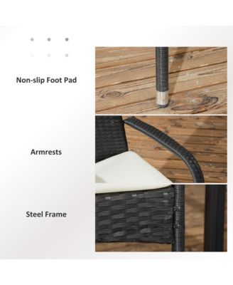 Stackable Outdoor Rattan Dining Chairs with Cushions (Set of 2)