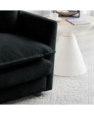 Black Chenille 2-Seat Upholstered Loveseat with Pillows
