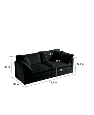 Black Chenille 2-Seat Upholstered Loveseat with Pillows
