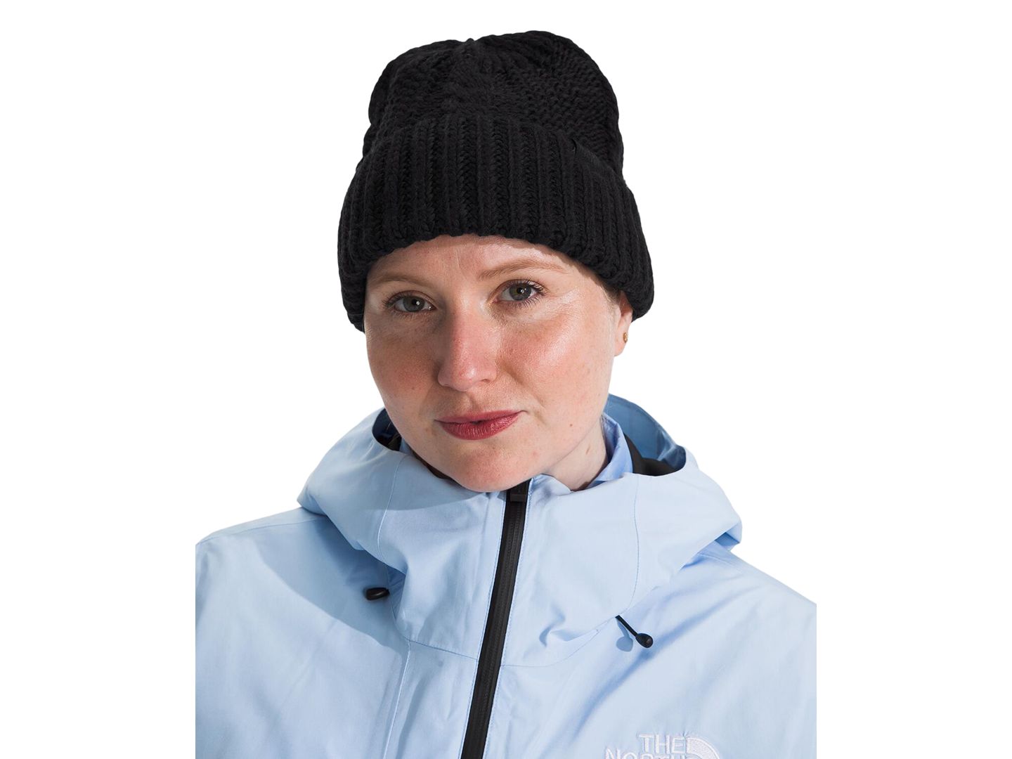 Женская вязаная шапка бини The North Face Oh Mega с косами и отворотом, цвет: Чёрный — фото 2