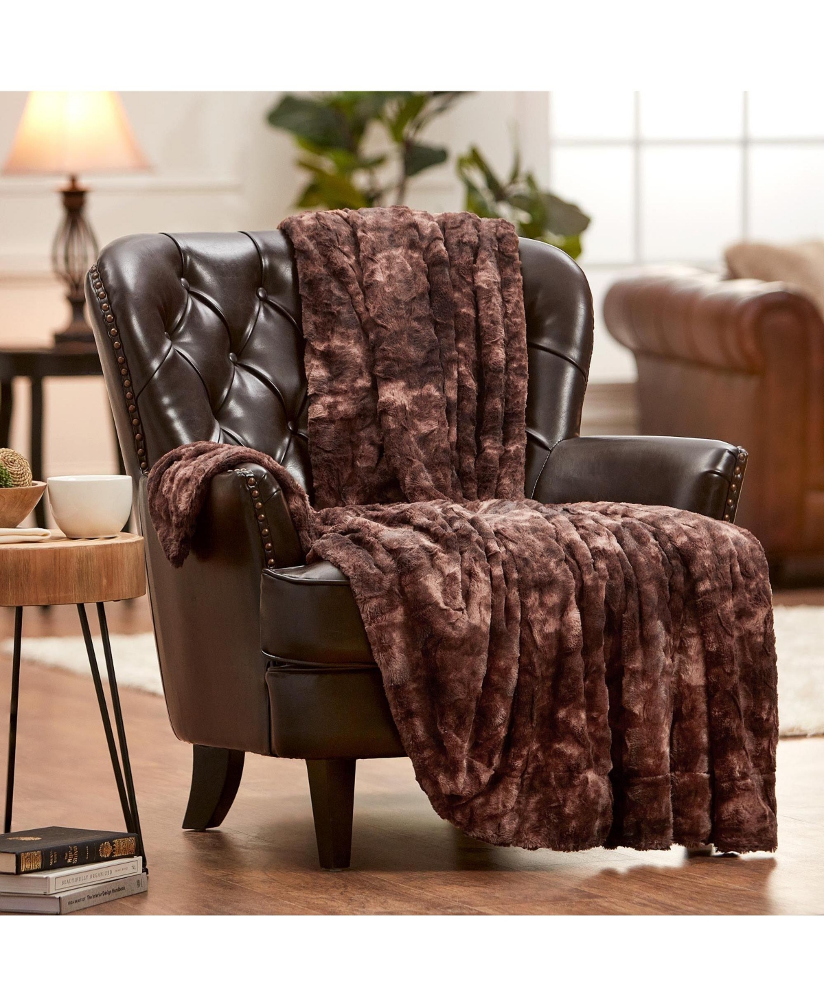 Chanasya Premium Double Sided Oversized Faux Fur Wolf Soft Faux Fur Throw Blanket - Fuzzy Plush Cozy Blanket for Sofa Chair Couch Living Room Bedroom
