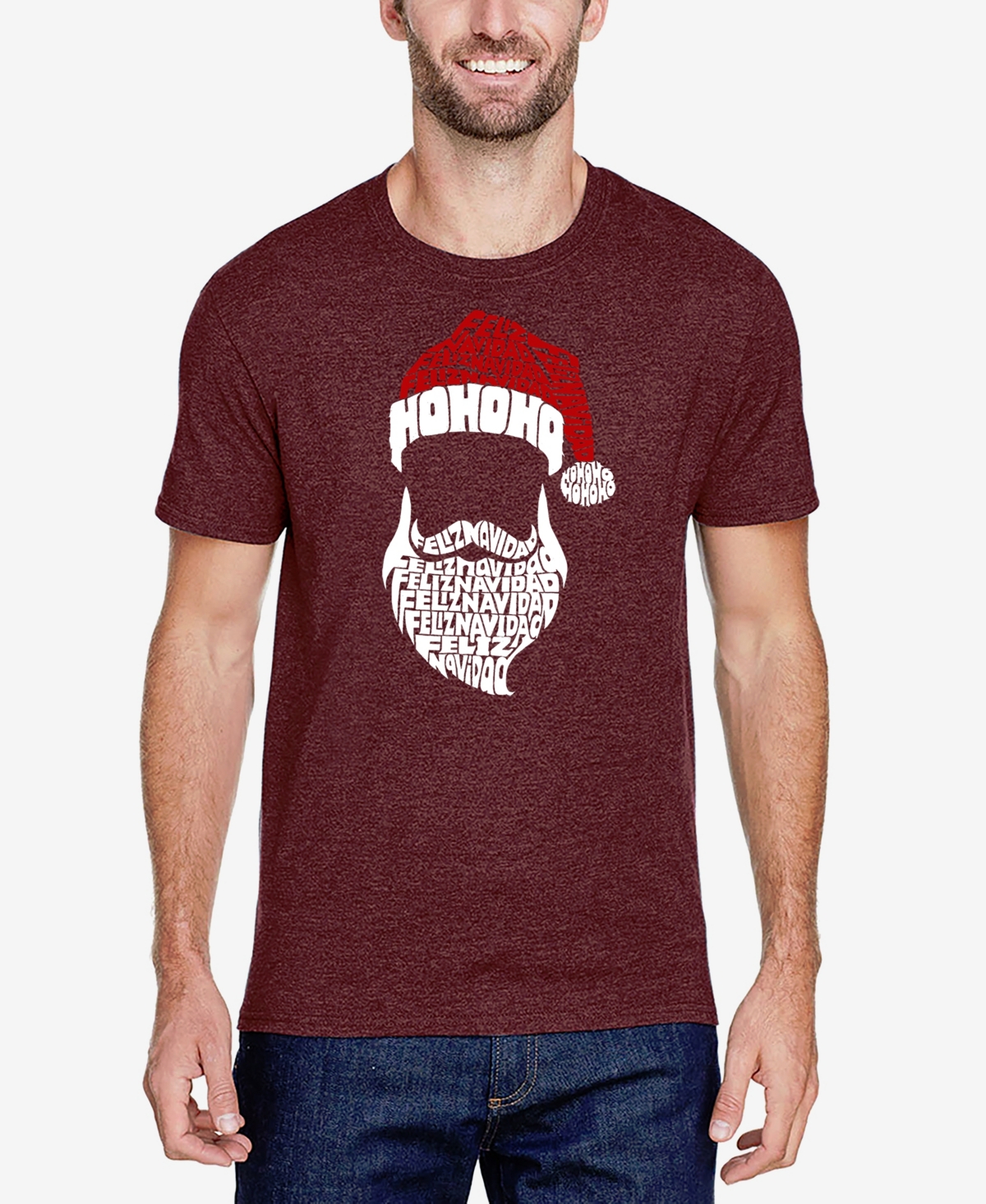 La Pop Art Men's Feliz Navidad Santa Claus Premium Blend Word Art T-Shirt