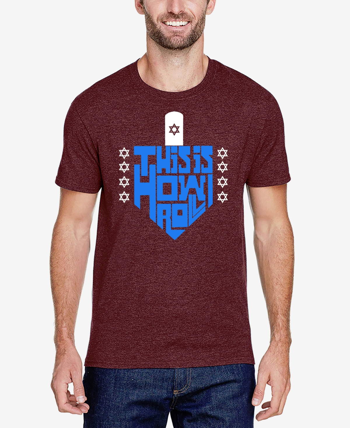 La Pop Art Men's This Is How I Roll Premium Blend Word Art T-shirt In Burgundy