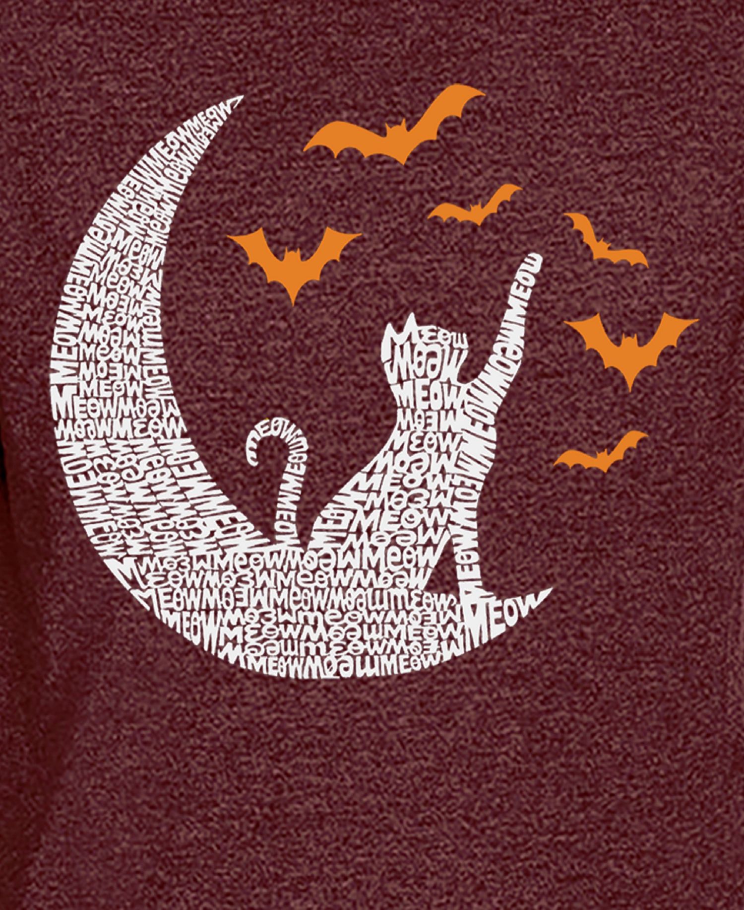 Men's Cotton/Poly Blend Word Art T-Shirt - Lunar Cat with Bats