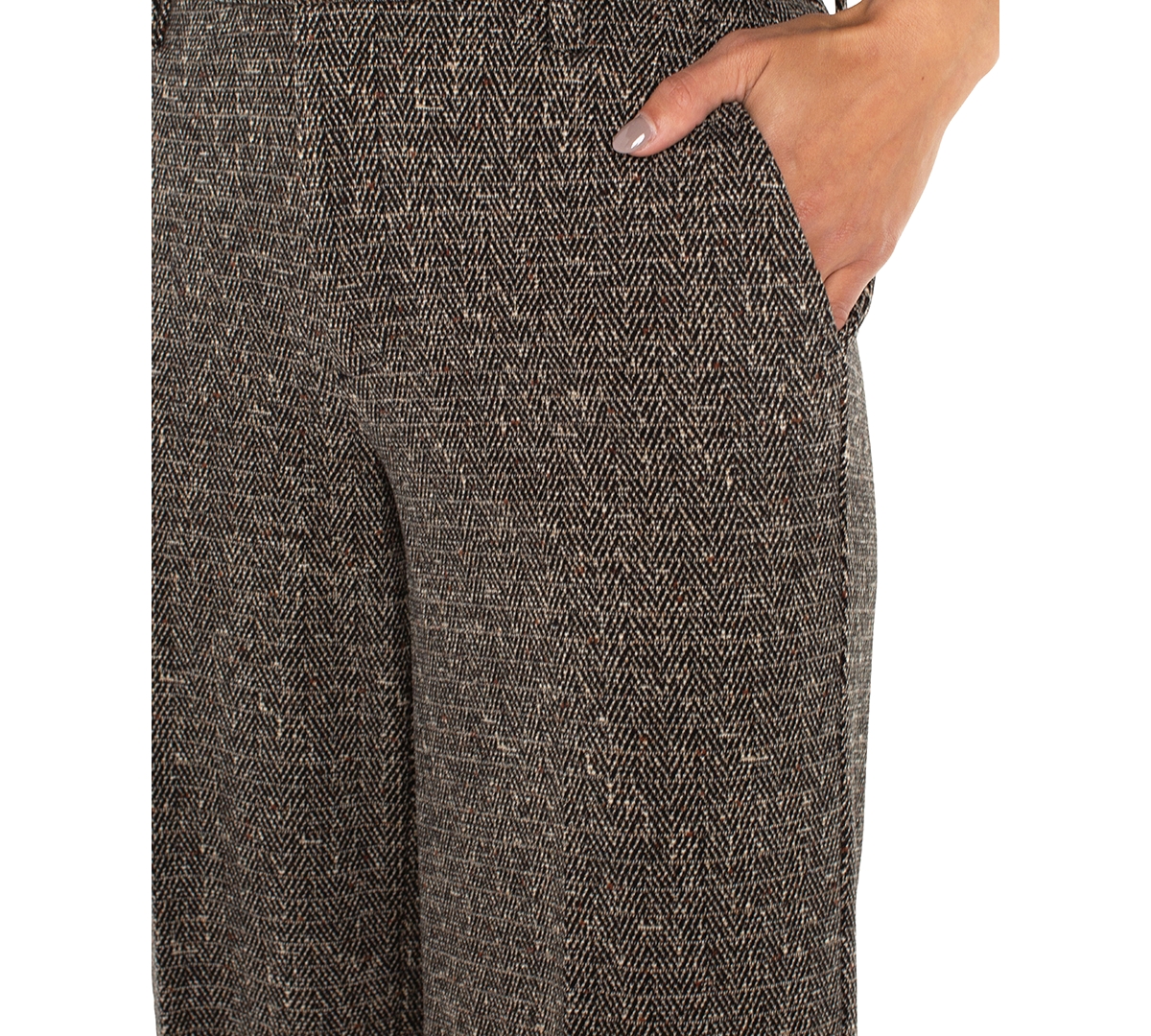 Liverpool Los Angeles Women's Kelsey Herringbone Wide-Leg Pants -Tan Herringbone