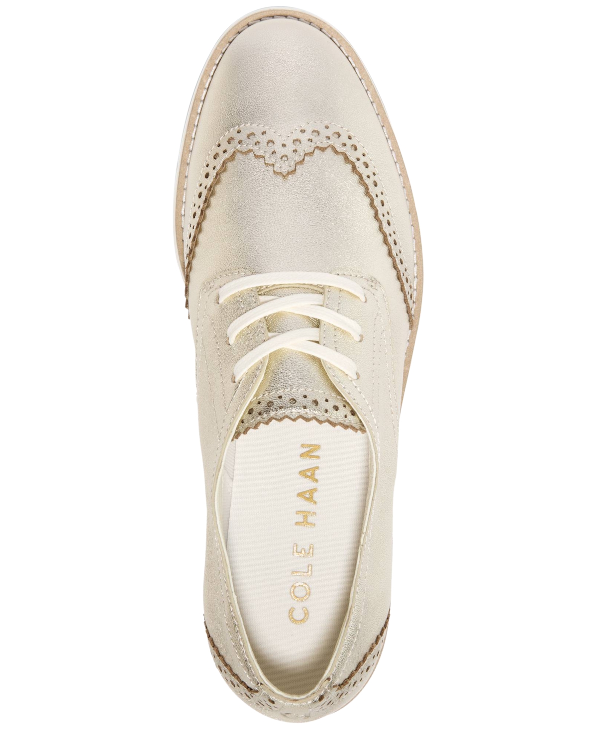 Cole Haan Women's Lace Up Platform Brogue Wingtip Oxford Flats In Black,ivory