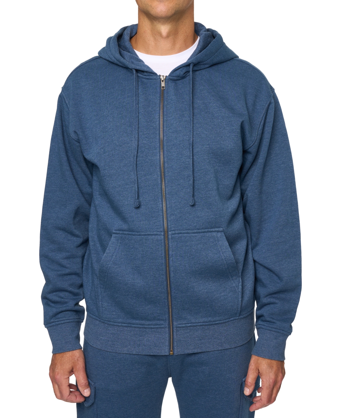 Men's Relaxed Fit Burnout Fleece Zip-Front Hoodie - Seal Brown