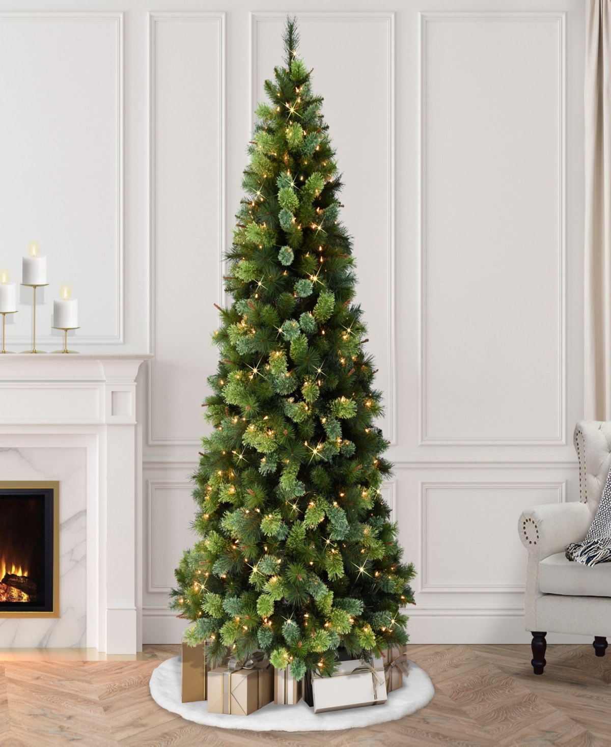 Puleo International 7.5 ft Pre-Lit Slim ArtificialTree