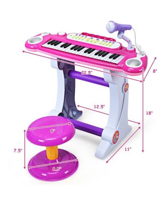 37 Key Electronic Keyboard Kids Toy Piano Included Microphone and Stool
