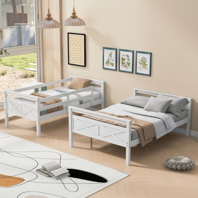 Twin/Full Wood Guardrail Bunk Bed