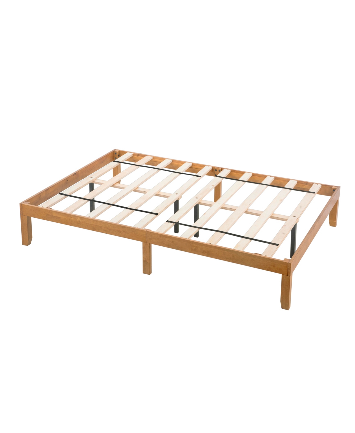 Streamdale Furniture Queen Platform Bed Frame with Strong Slat Support - Brown+white