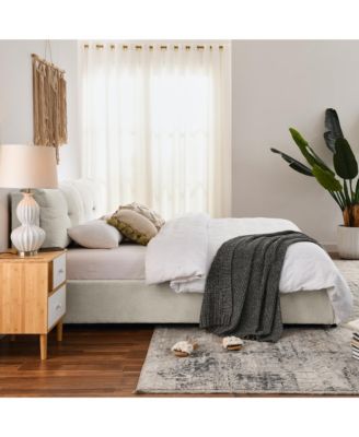 Streamdale King Size Upholstered Platform Bed with Headboard and Hydraulic Lift