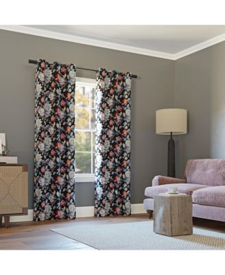 Irma Vintage Like Floral Blackout Grommet Curtain Panel