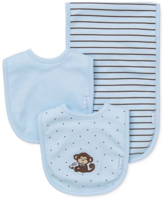 Little Me - Baby Boys' 3-Piece Monkey Bibs & Burp Cloth Set