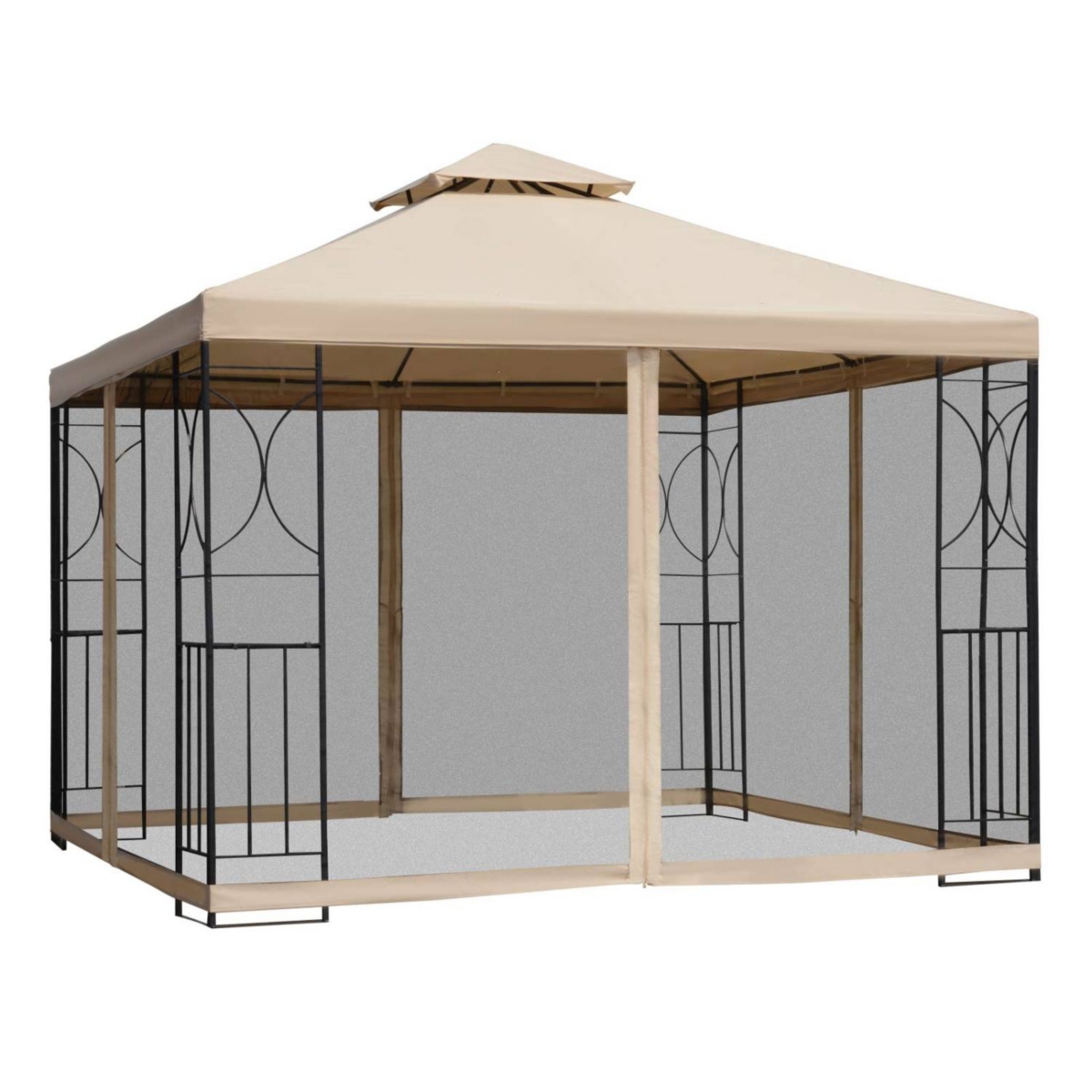 10' x 10' Patio Gazebo with Corner Shelves and Vented Roof - Multicolor