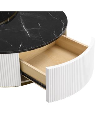 Streamdale Round Fluted Nesting Coffee Table with Drawer