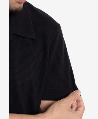 Men's Camp Collar Short Sleeve Textured Button-Up Shirt