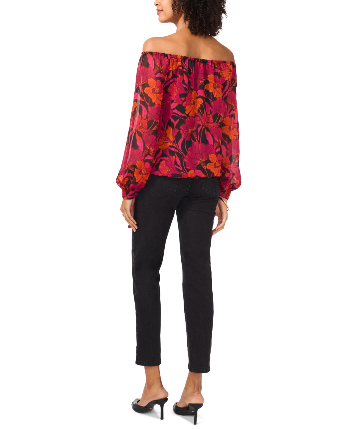 Vince Camuto Women's Printed Off-The-Shoulder Side-Tie Top