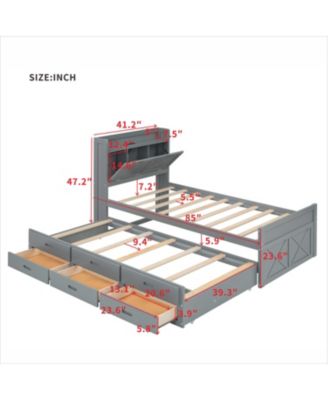 Streamdale Twin Bed with Storage Headboard and Trundle