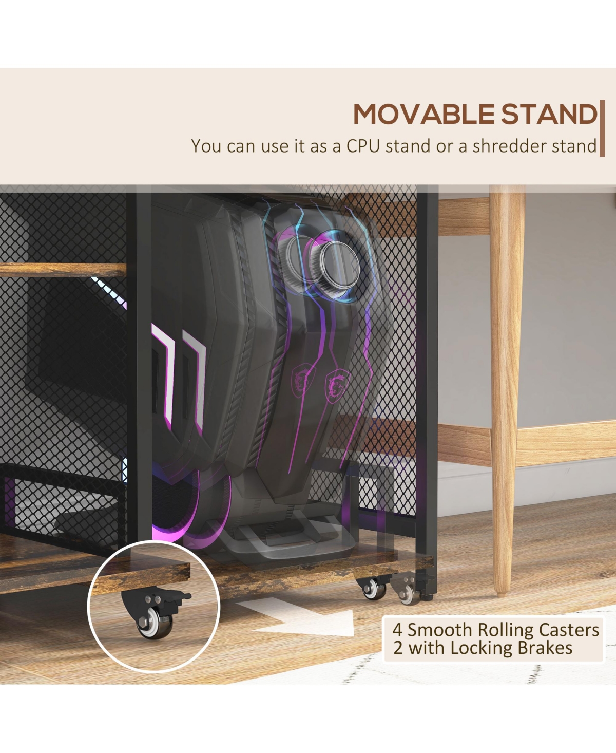 Streamdale Furniture Industrial Printer Stand with Usb Charging Ports,- Rustic brown