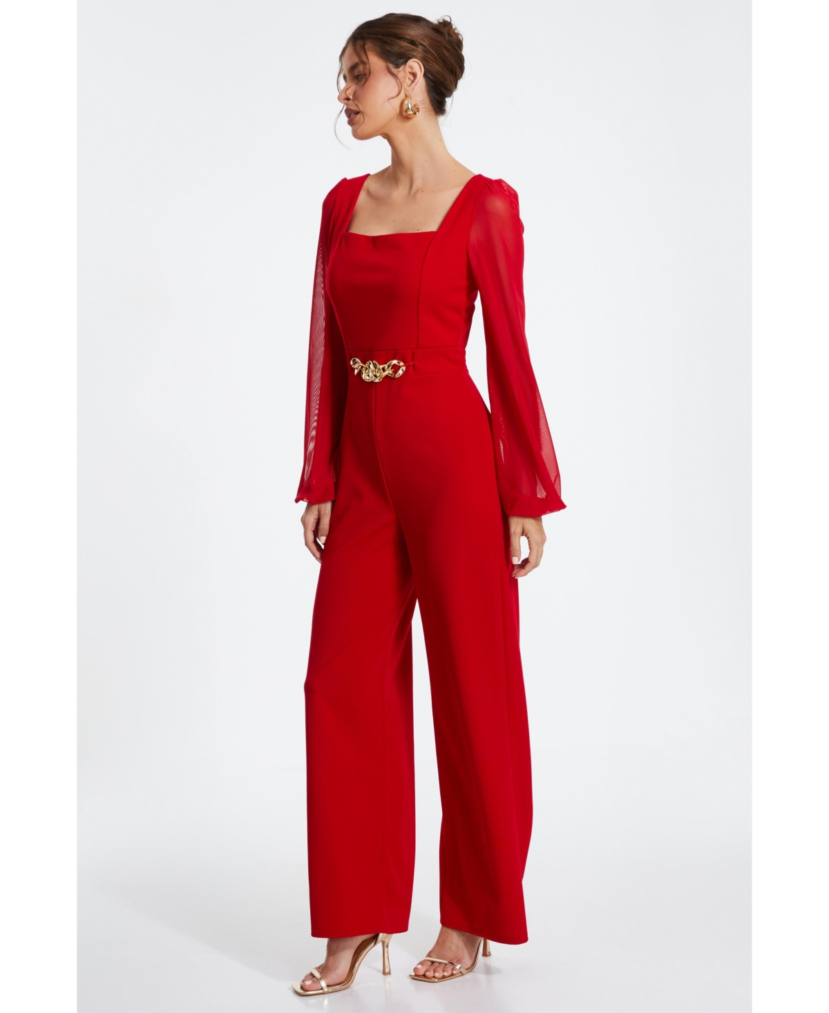 Quiz Women's Scuba Crepe Chiffon Sleeve Jumpsuit