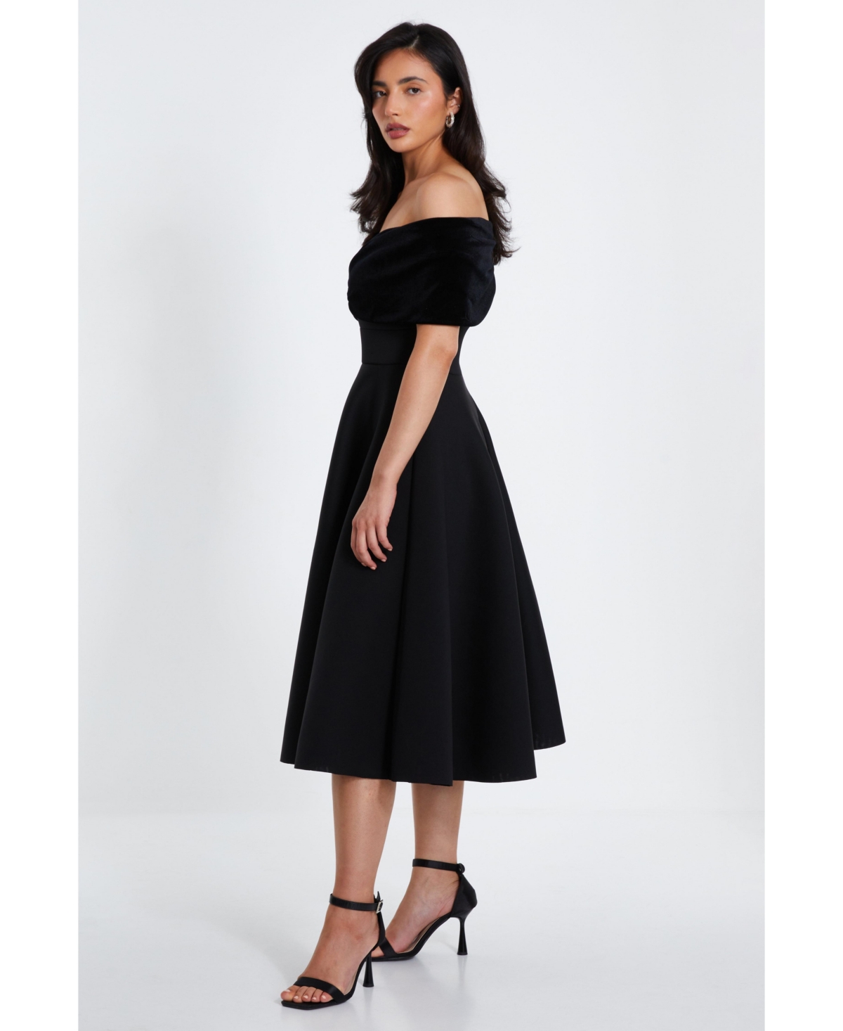 Quiz Women's Velvet and Scuba foam Bardot Skater Dress
