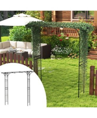 81 Inch Garden Arbor Metal Archway for Climbing Plants-Black
