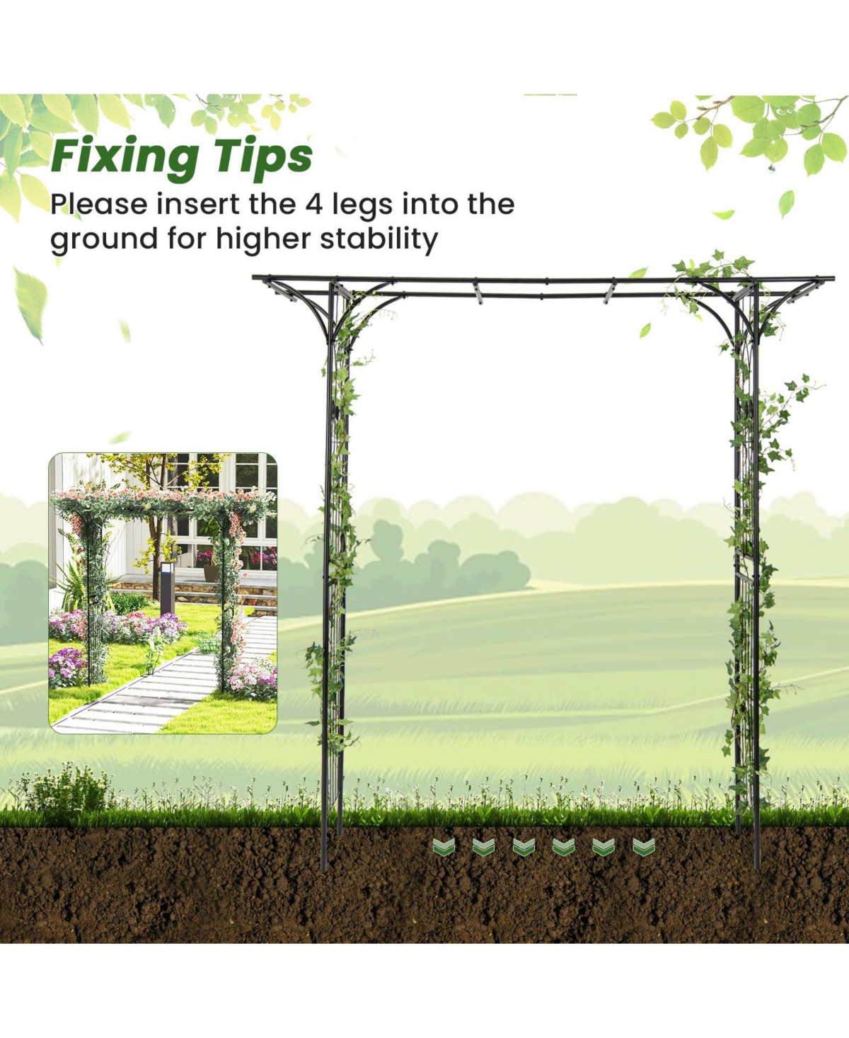 Givimo 81 Inch Garden Arbor Metal Archway for Climbing Plants-Black