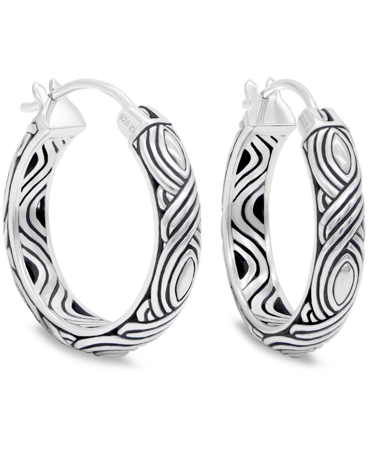 25mm Woven Hoop Earrings in Sterling Silver - Silver