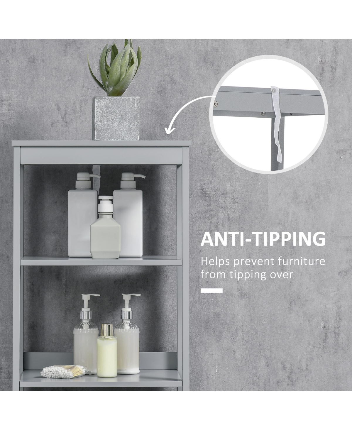 Streamdale Furniture Tall Bathroom Cabinet: Linen Tower with Shelves and Door