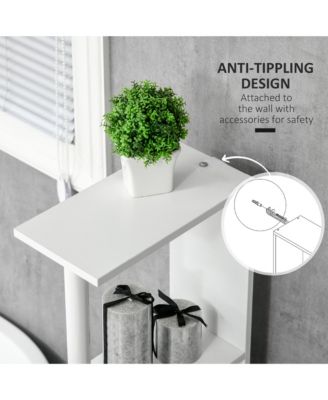 Tall Bathroom Storage Cabinet with Open Shelves and Doors