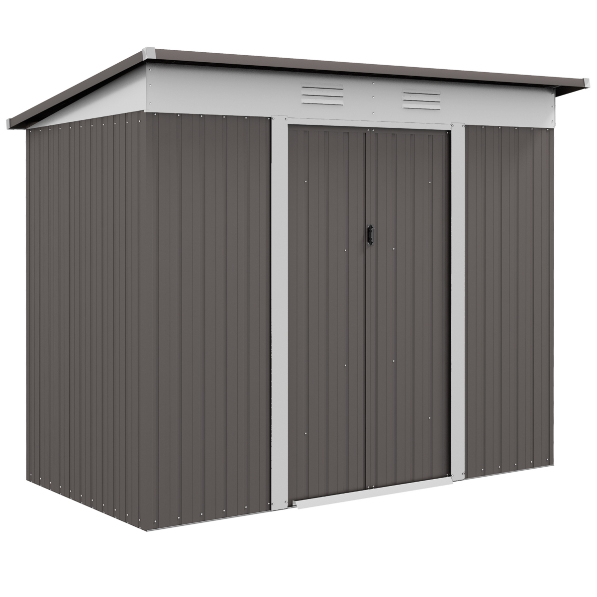 Outsunny 8' x 4' Metal Outdoor Garden Storage Shed w/ Vents, Dark Grey