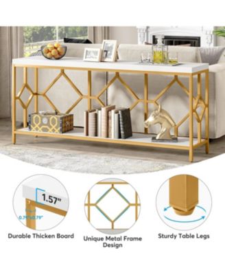 Gold Bookcase with Faux Marble, Modern Book Shelves Display Shelf, Storage Organizer for Home Office