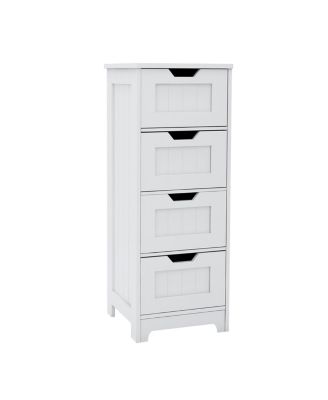 White 4-Drawer Storage Cabinet for Bathroom, Living Room, Kitchen