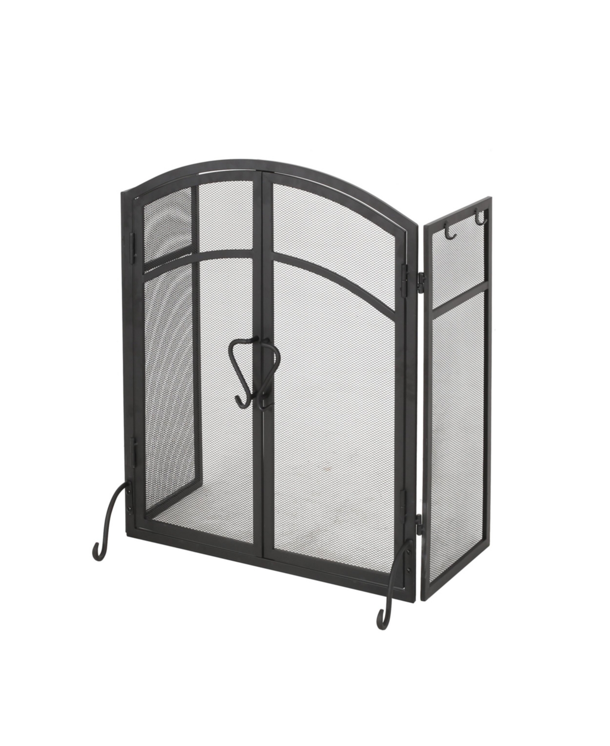 Streamdale FurnitureFolding Fireplace Screen With Doors And Tools - Matte black