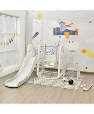 6 in 1 Toddler Slide and Swing Set with Ball Games