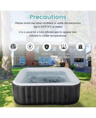Rectangular Blowup Pool Hottub with 130 Air Jets for 4-6 Person-Black