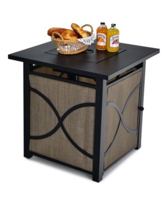 25 Inch 40000 BTU Propane Fire Pit Table with Lid and Fire Glass