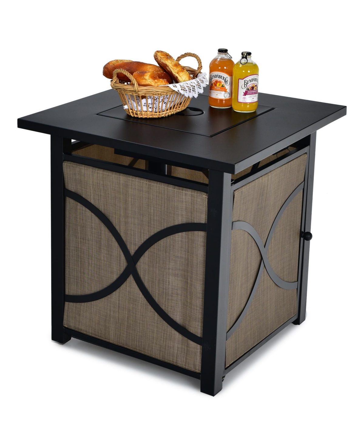 Sugift 40000 Btu Propane Fire Pit Table with Lid and Fire Glass