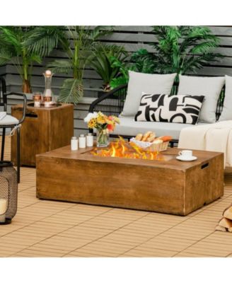 48 x 27 Inch Outdoor Gas Fire Pit Table 50 000 BTU with Lava Rocks and Cover
