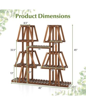 5-Tier 10 Potted Wood Plant Stand for Multiple Plants