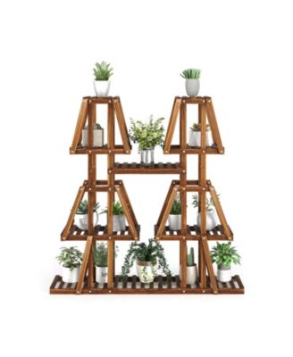 5-Tier 10 Potted Wood Plant Stand for Multiple Plants