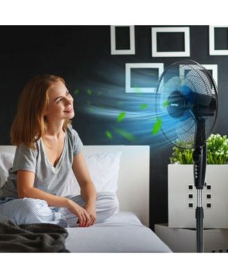 16 Inches Adjustable Height Fan with Quiet Oscillating Stand for Home and Office