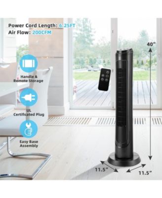 40 Inch Tower Fan with Remote 75&deg; Oscillating Fan with 3 Wind Modes and 4 Wind Speeds-Black