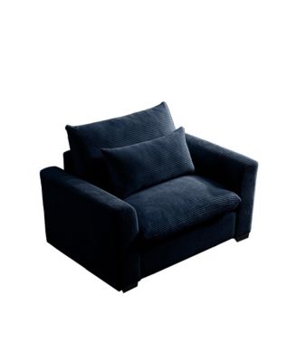Blue Corduroy Deep Seat Sofa Chair with Pillow